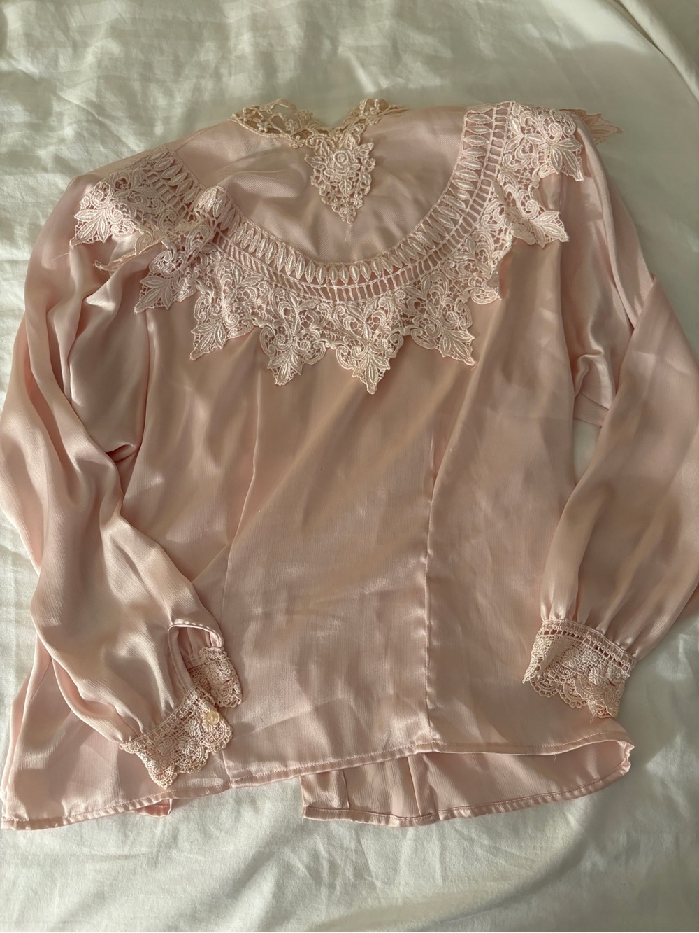 Vintage Lace Trim Pink Women’s Blouse